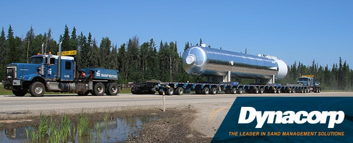 Dynacorp fabricated vessel in transport from Grande Prairie.